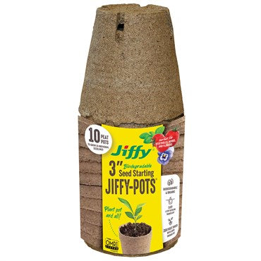 Jiffy® Peat Pots - 10pk - Retail Package - 3in Diam - Round